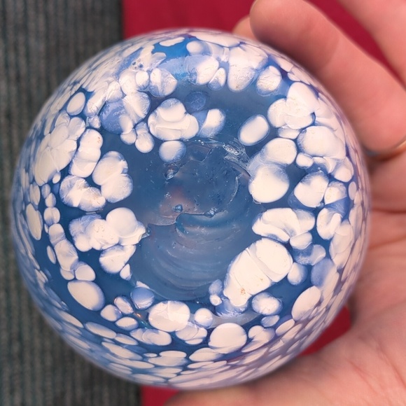 Vintage Hand Blown Blue And White Bud Vase 6.5" Tall - Picture 7 of 8